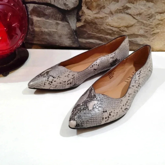 Esprit Pamela Faux Snake Pointed Toe Ballet Flats Grey Gray 6M - Picture 1 of 16